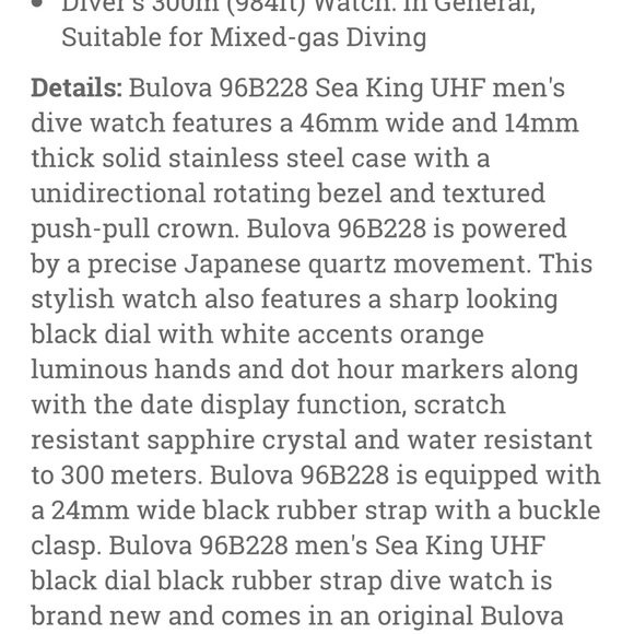 BULOVA Sea King 300M Watch - Picture 8 of 8